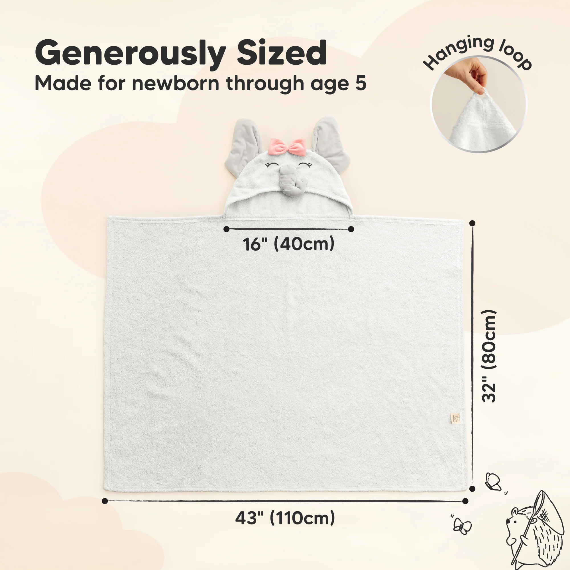GOTS Certified, 100% Organic Cotton Hooded Towel - Image 2