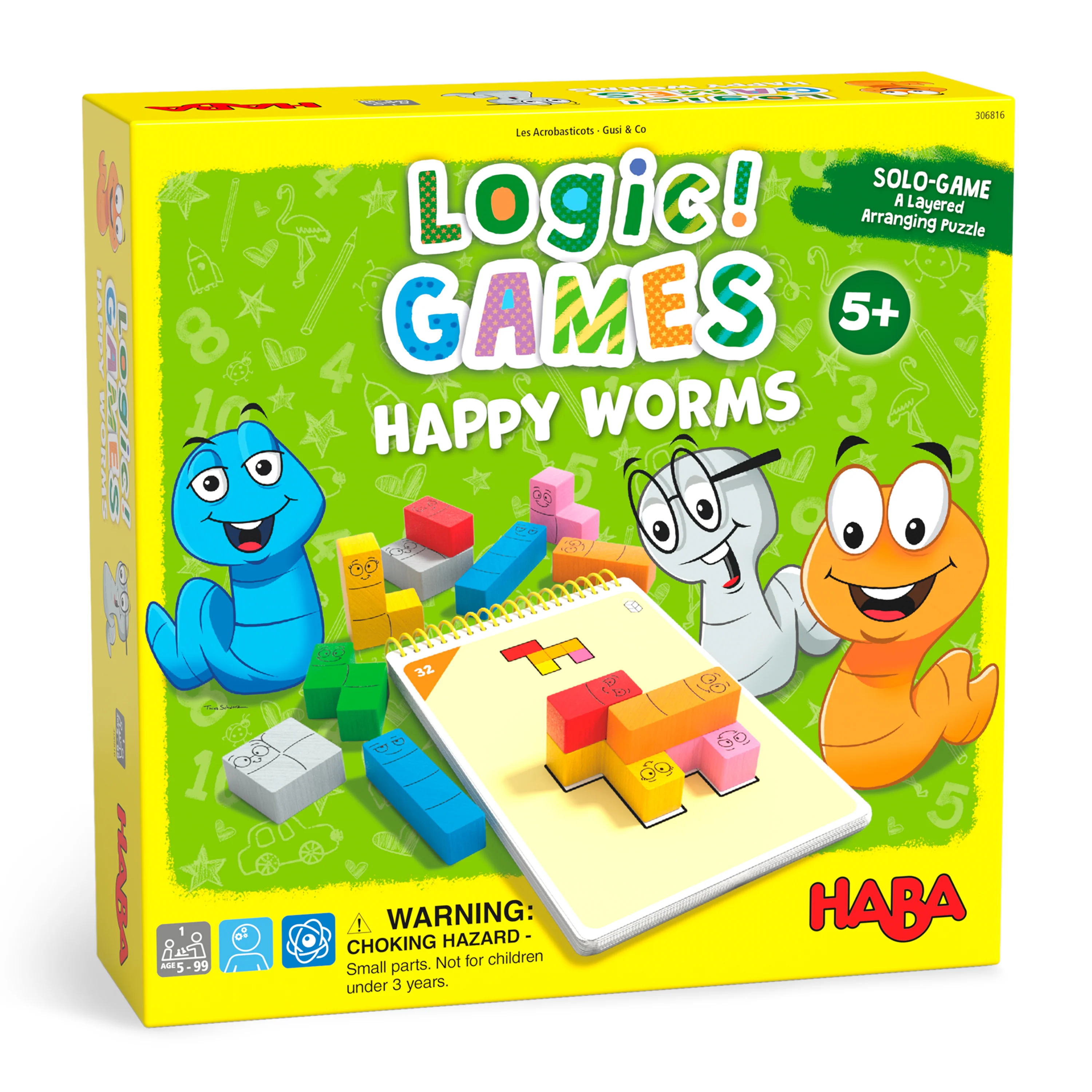 Logic! GAMES: Happy Worms - Sustainably Sourced Wood, 5+ Years