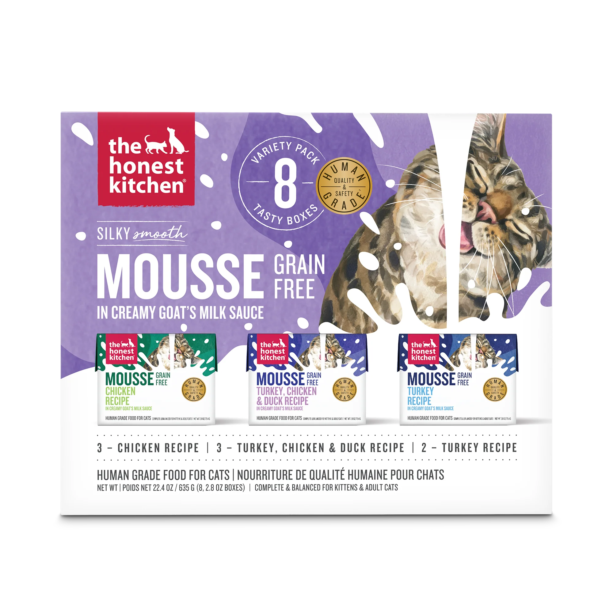Mousse Wet Cat Food - Cat Mousse with Goat's Milk, Variety Pack