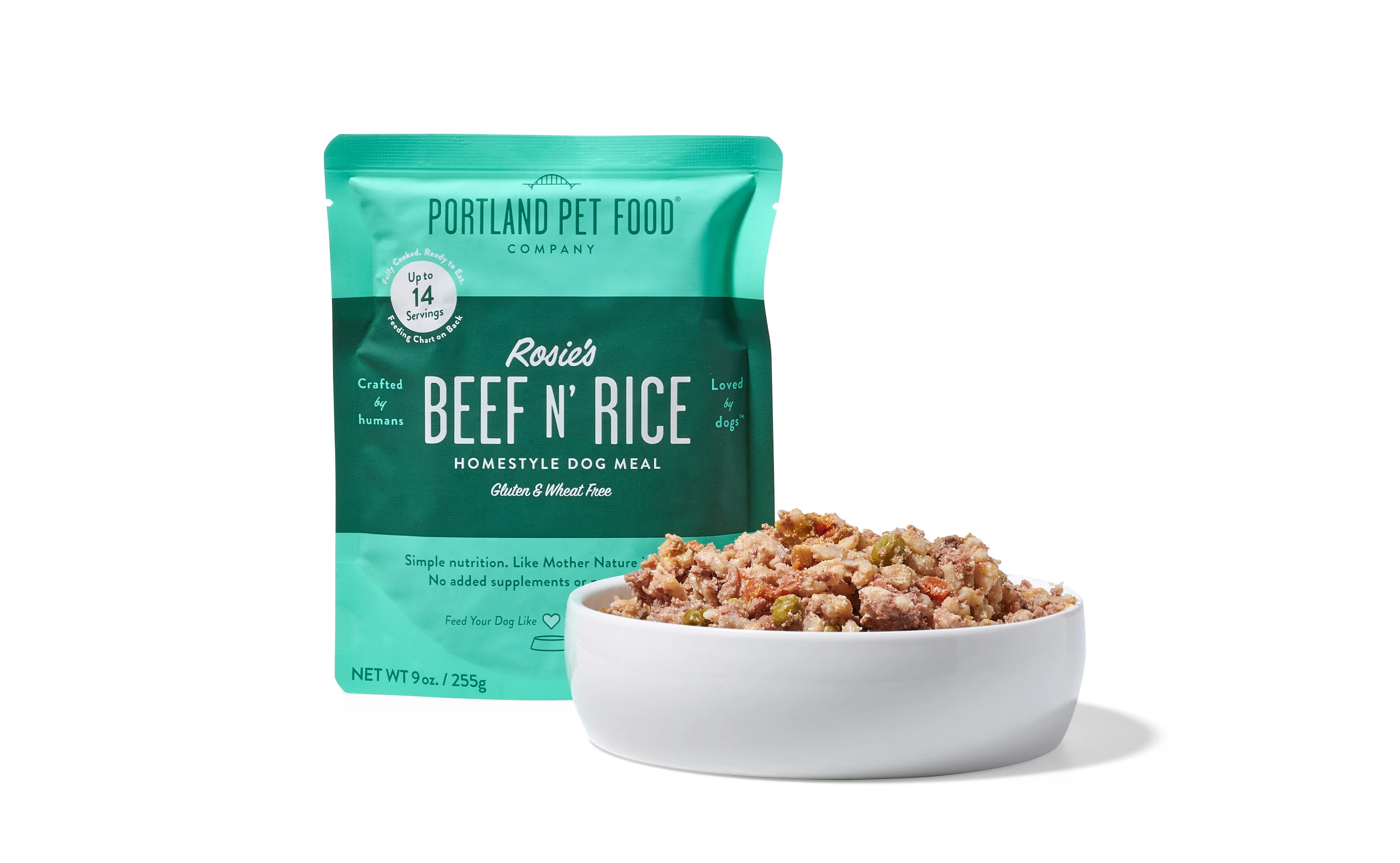 Rosie's Beef N' Rice Human-Grade Dog Meal, Mixer or Meal Topper, 9 oz Pouch - Single