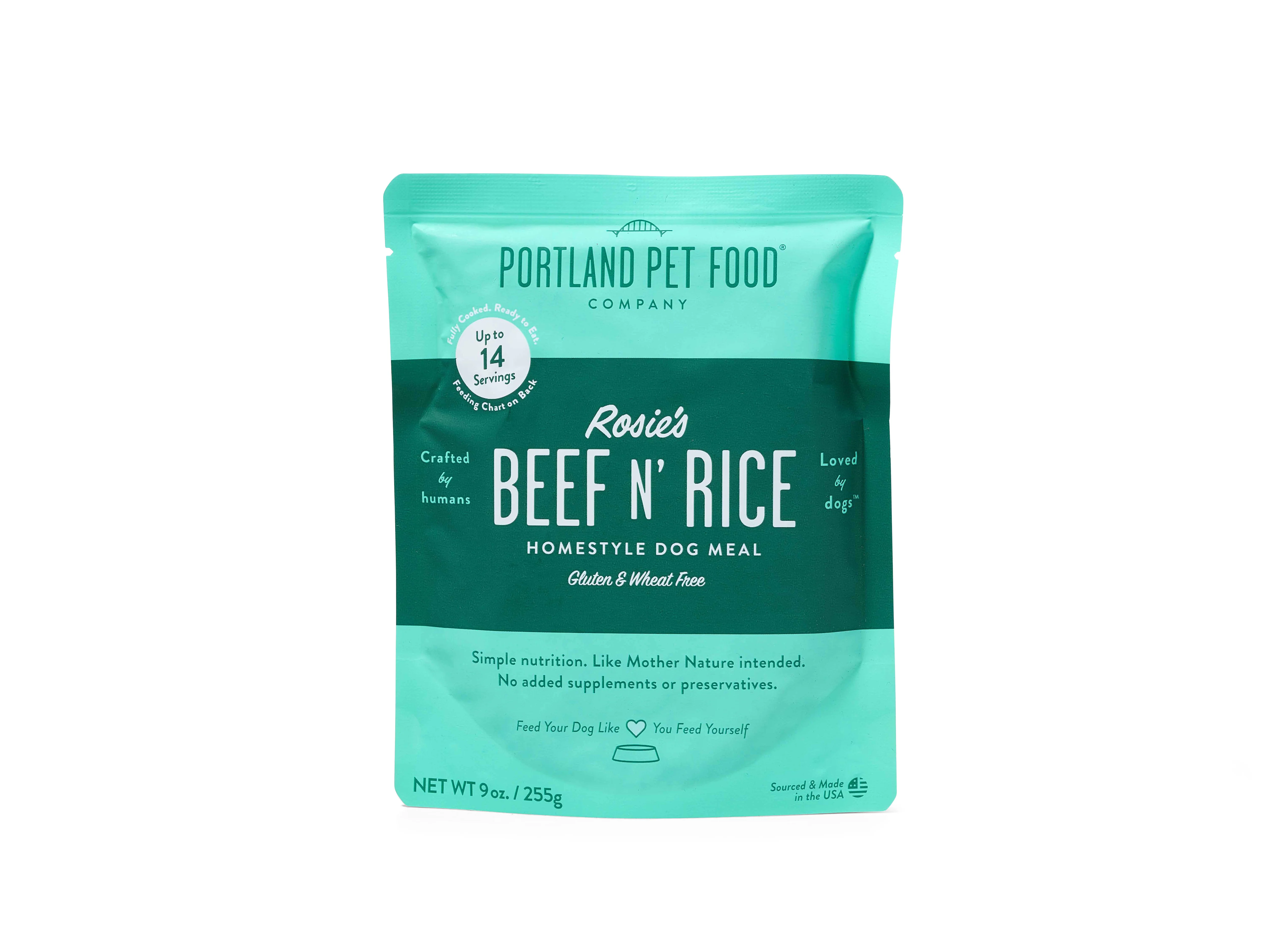 Rosie's Beef N' Rice Human-Grade Dog Meal, Mixer or Meal Topper, 9 oz Pouch - Single - Image 2