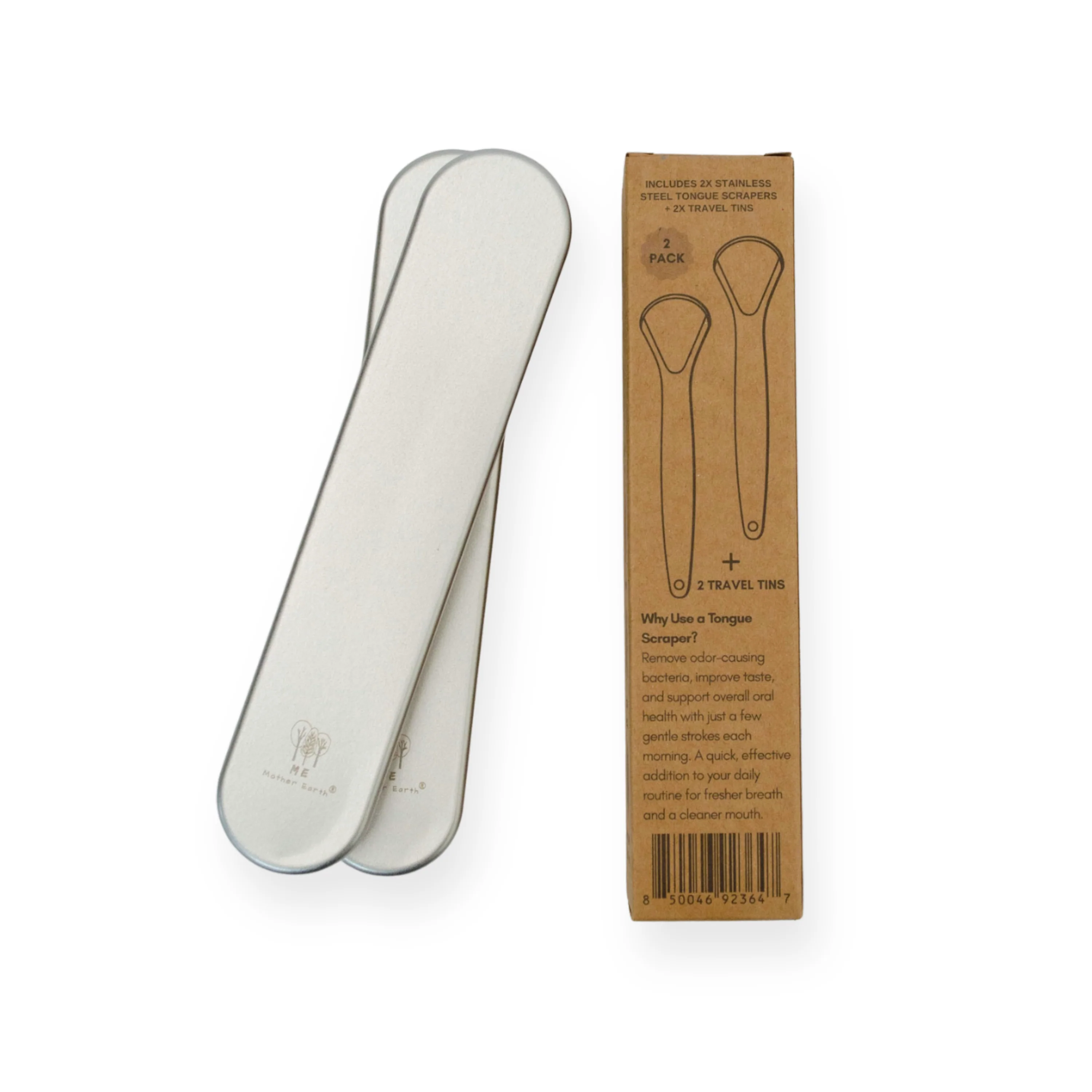 Stainless Steel Tongue Scrapers + Travel Tins Set - Image 2