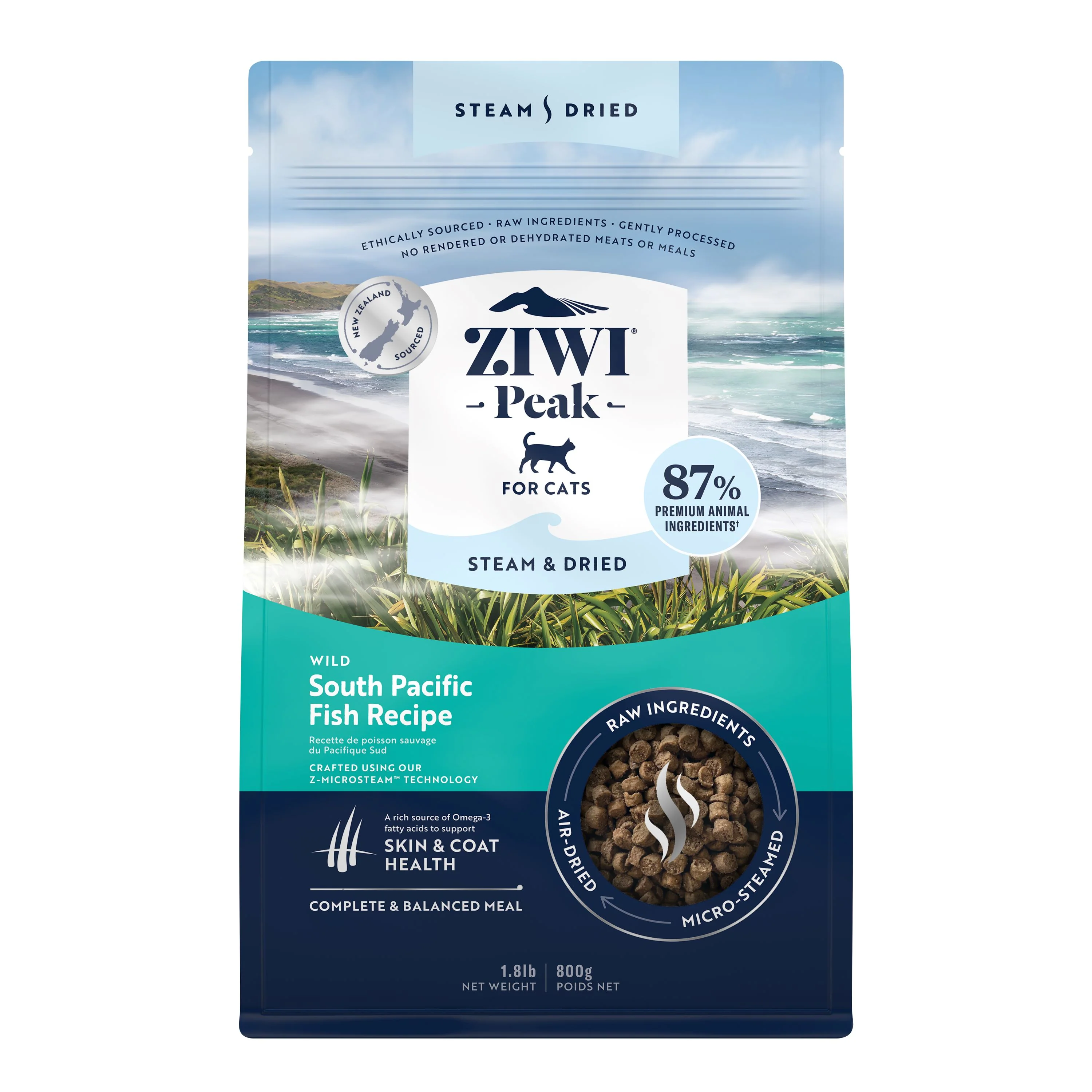 Steam & Dried Cat Food - Wild South Fish – High Protein, Skin & Coat Health, Low Carb, for All Life Stages