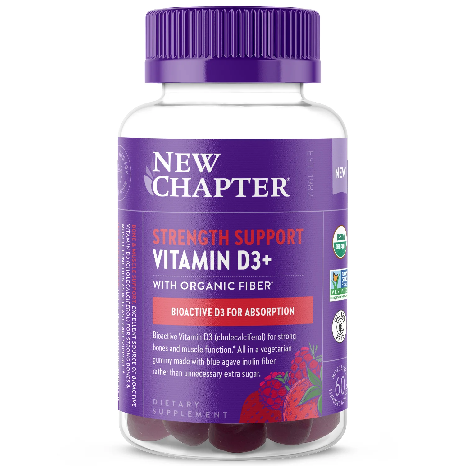 Strength Support Vitamin D3+ Gummies, Mixed Berry Flavored