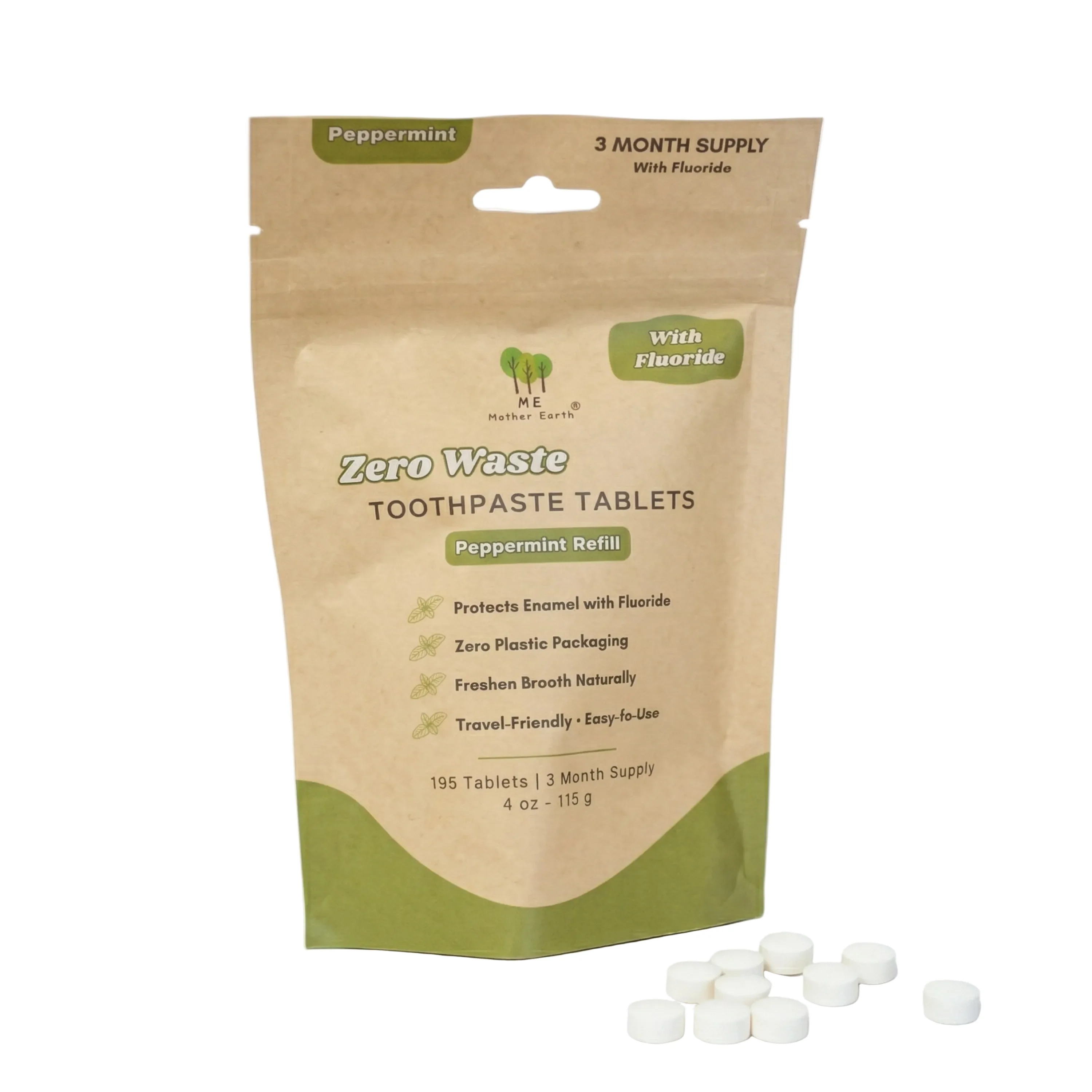 Toothpaste Tablets Refill Pouch with Fluoride
