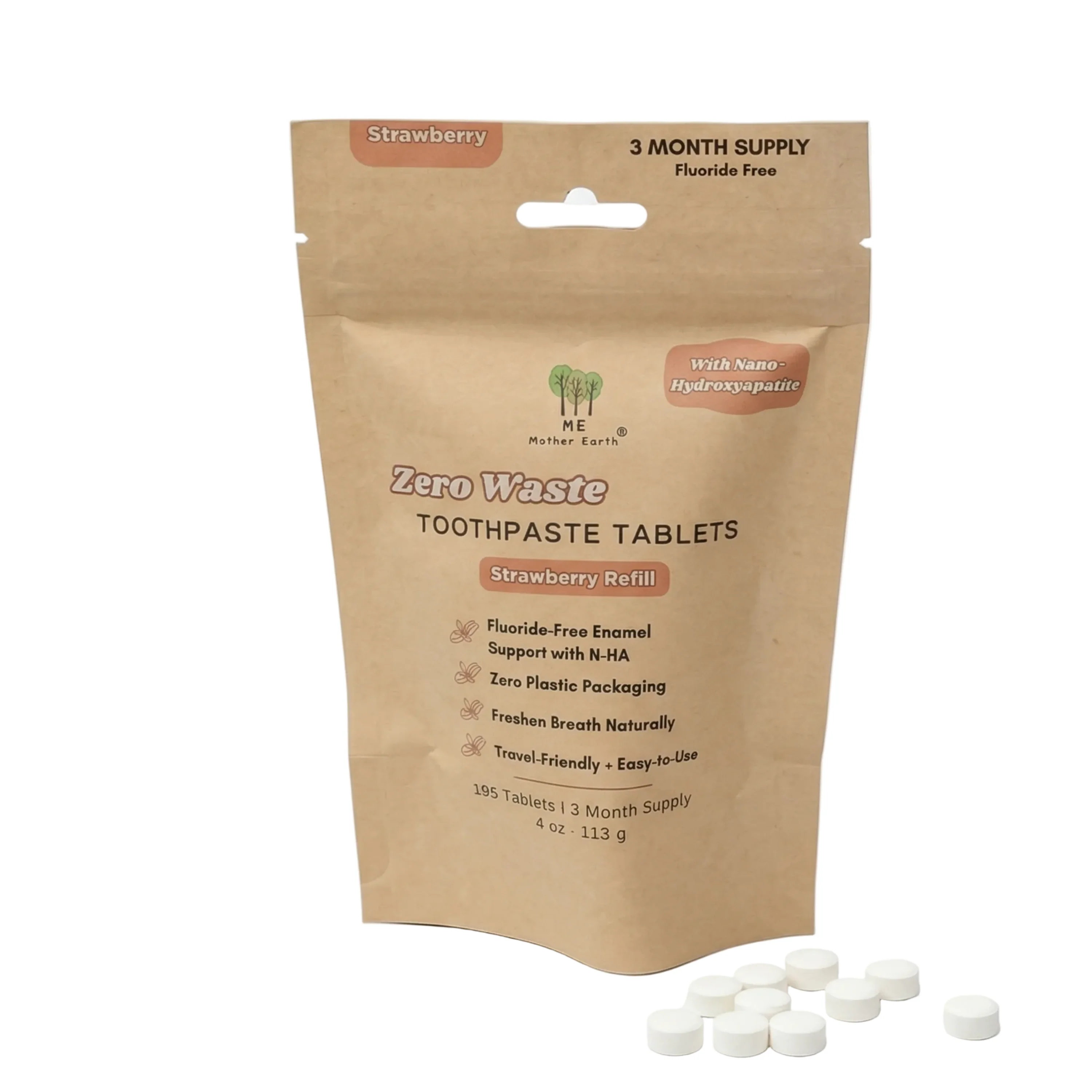 Toothpaste Tablets with Nano-Hydroxyapatite Refill Pouch  - Fluoride-Free - Image 6