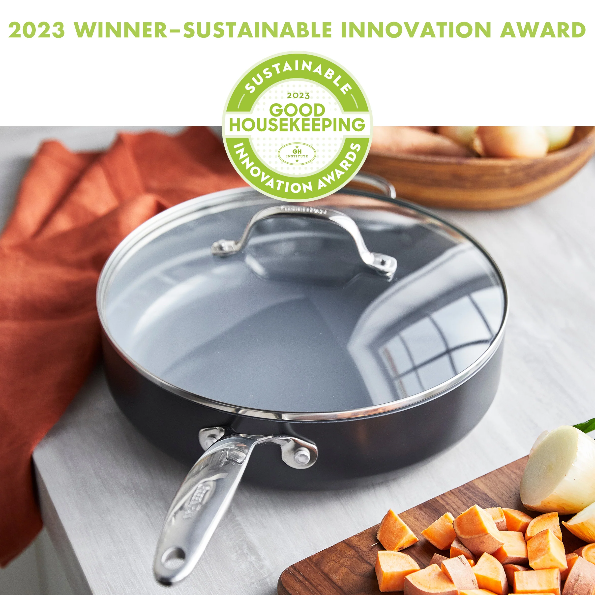 Valencia Pro Nonstick, Ceramic Sauté Pan with Lid, 4.5 Qt - Image 3
