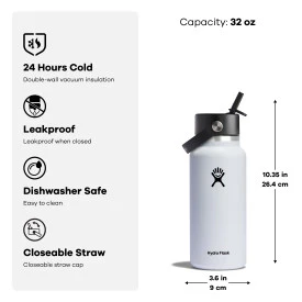 Wide Mouth Bottle with Flex Straw Cap, 32 oz - Image 8